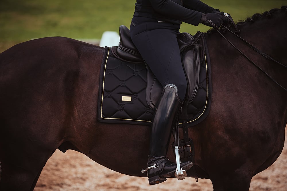 Dressage Saddle Pad Black Gold Full