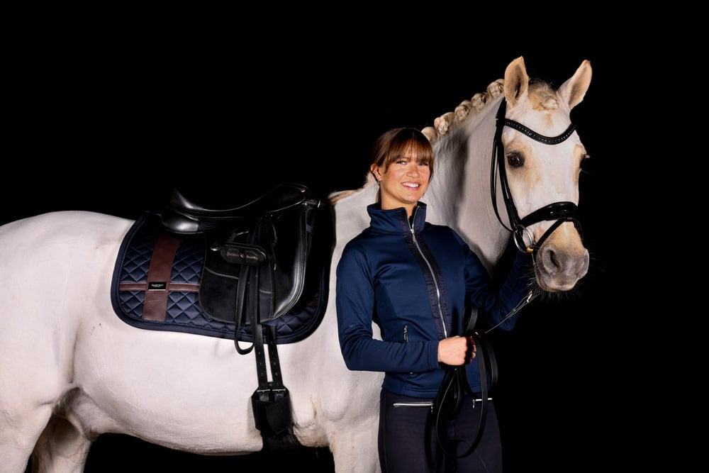 Dressage Saddle Pad Leather Deluxe Silver Cob