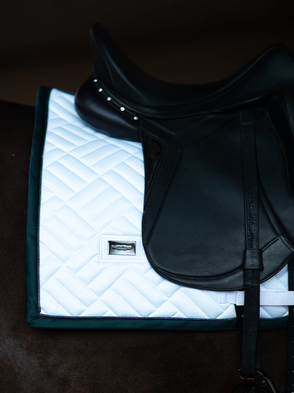 Dressage Saddle Pad  Modern White Dramatic Monday Full