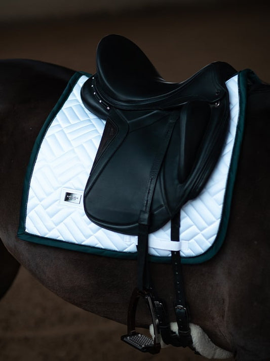 Dressage Saddle Pad  Modern White Dramatic Monday Full