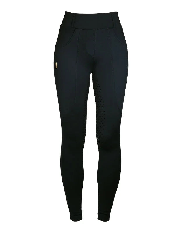 Riding Compression Breeches Dressage Supreme Black Gold vue 1