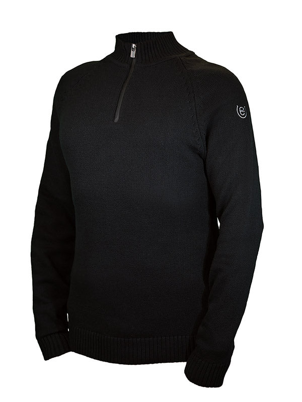 Knitted Half-Zip Top Men Black