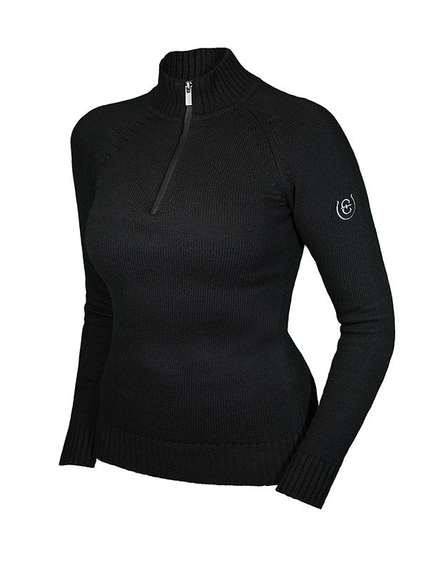 Knitted Half-Zip Top Black vue 1