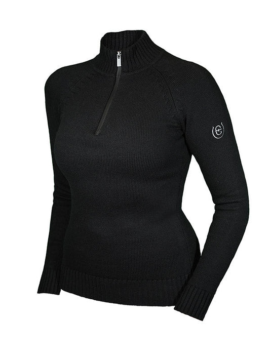Knitted Half-Zip Top Black