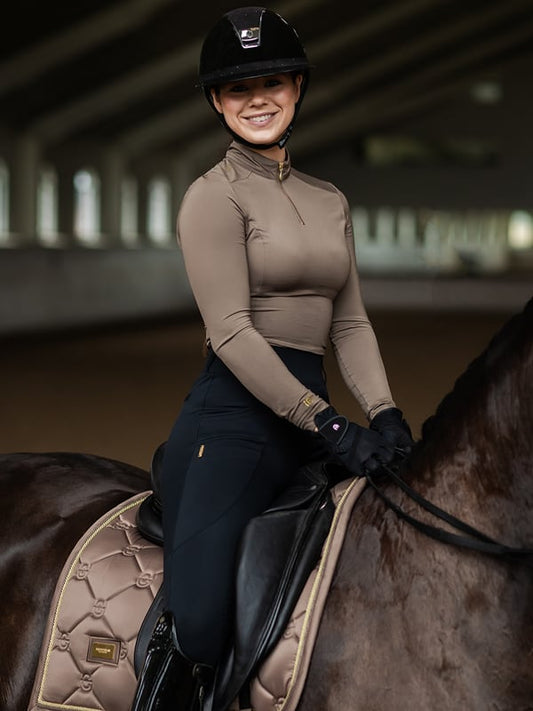 Riding Compression Breeches Dressage Supreme Black Gold
