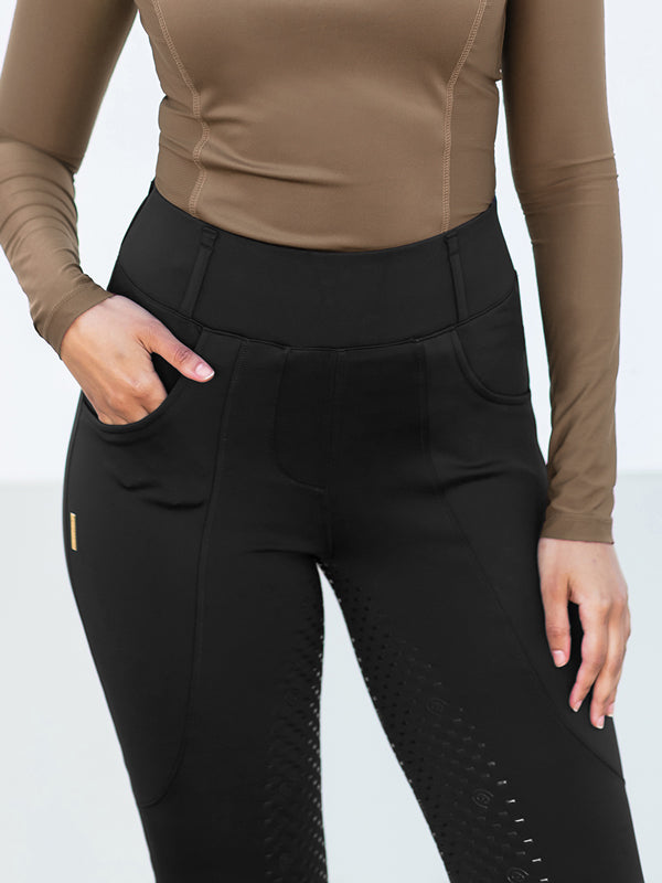 Riding Compression Breeches Dressage Supreme Black Gold
