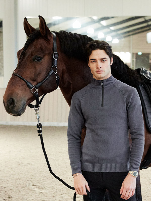 Knitted Half-Zip Top Men Dark Arcus