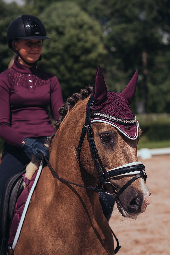 Dressage Saddle Pad Purple White Edge Cob vue 5