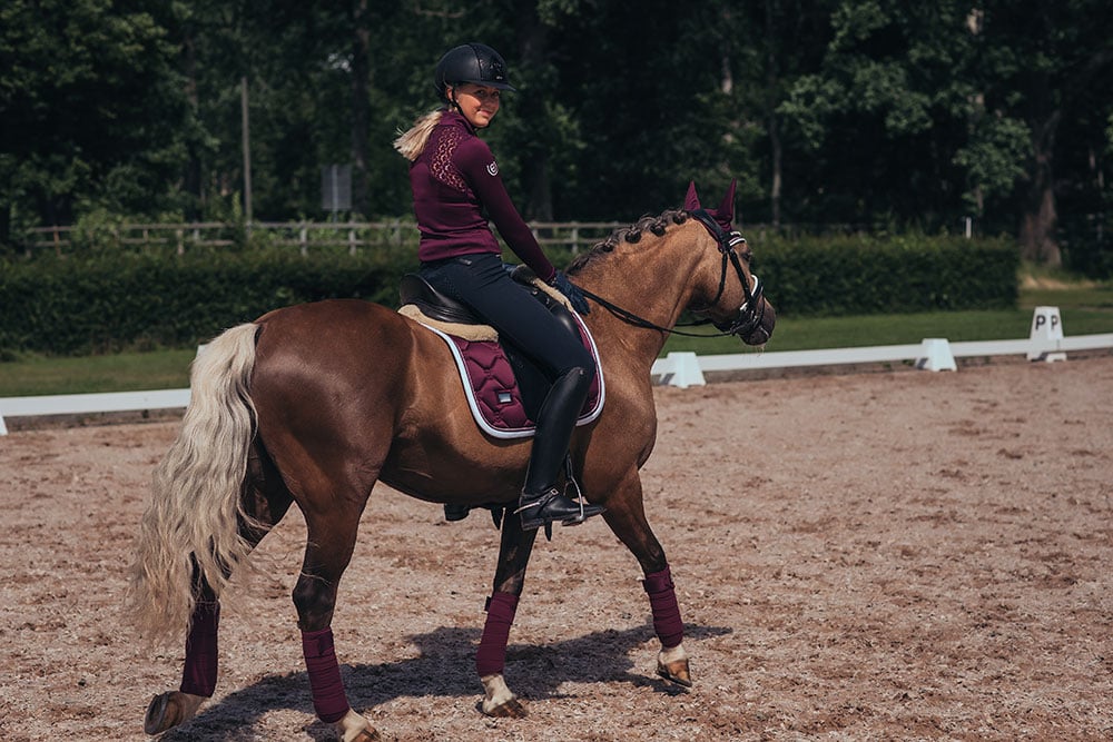 Dressage Saddle Pad Purple White Edge Cob