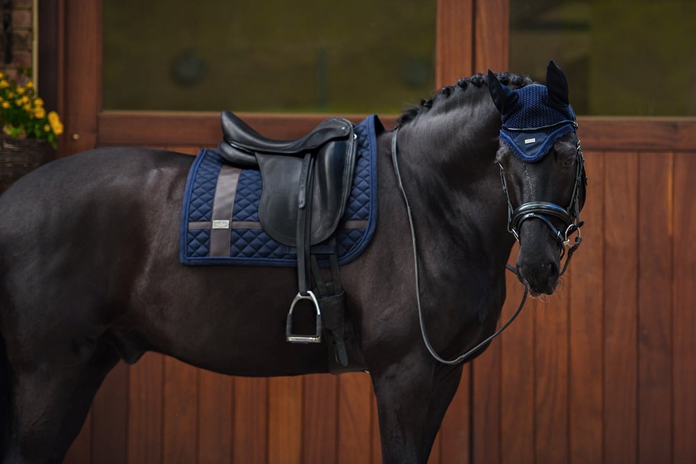 Dressage Saddle Pad Leather Deluxe Silver Full