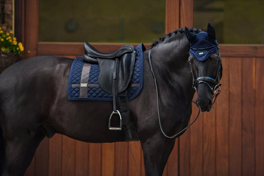 Dressage Saddle Pad Leather Deluxe Silver Full
