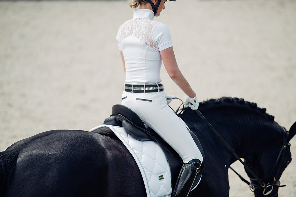 Dressage Saddle Pad White Perfection Silver Full