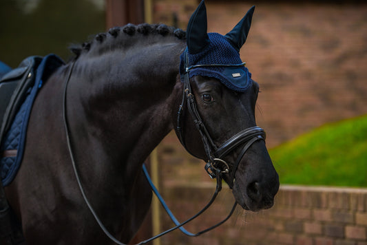 Plain Ear Bonnet Navy Silver
