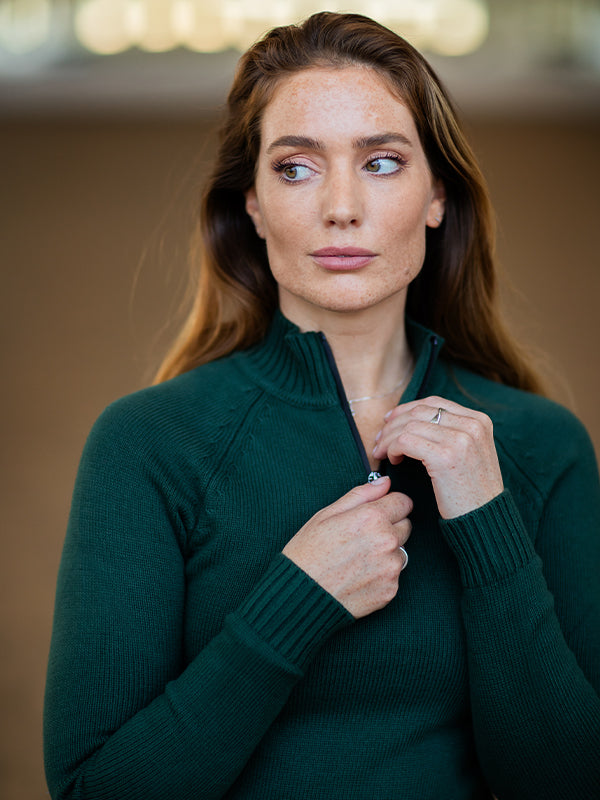 Knitted Half-Zip Top Sycamore Green