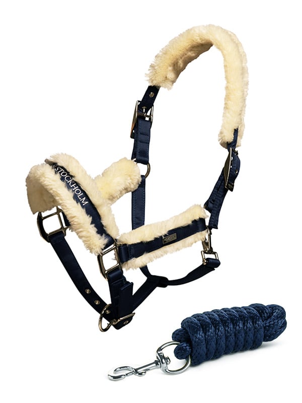Fur Halter & Lead Rope Navy vue 1