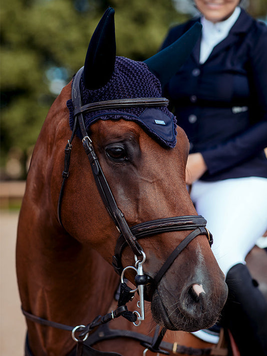 Padded Ear Bonnet Navy Silver