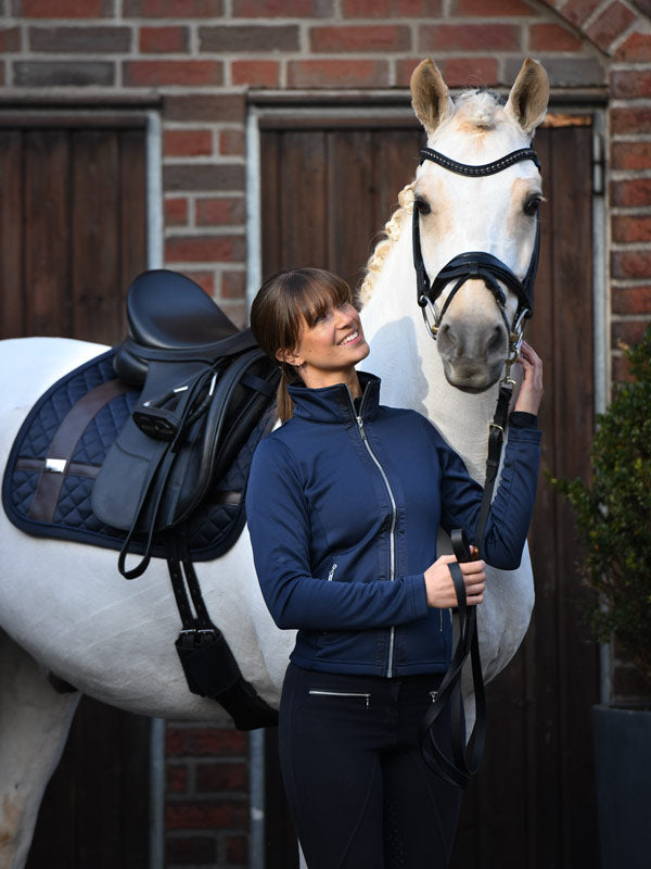 Dressage Saddle Pad Leather Deluxe Silver Cob