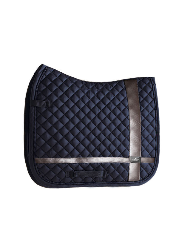 Dressage Saddle Pad Leather Deluxe Silver Cob