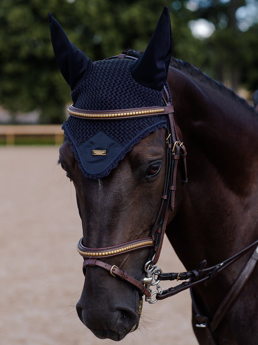 Ear Bonnet Plain Navy Gold vue 2