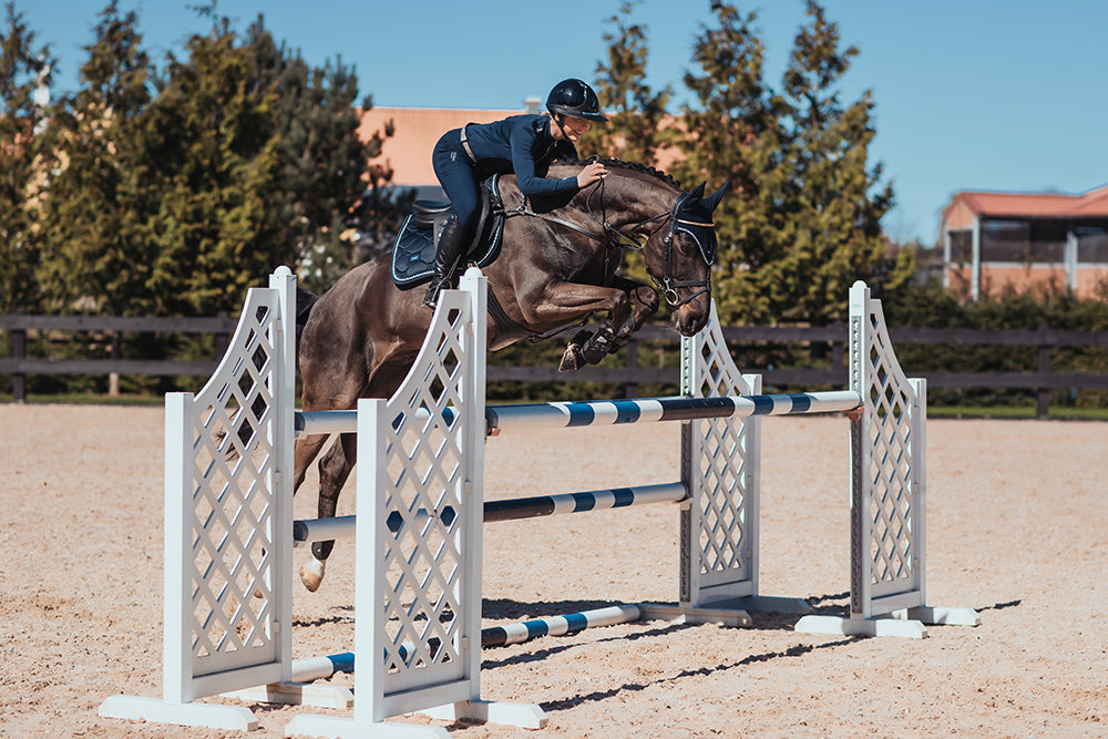 Rider and horse in Midnight Blue Jump Saddle Pad vue 4