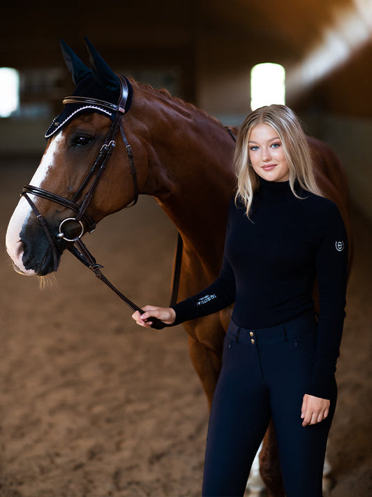 Knitted Polo Top Midnight Blue