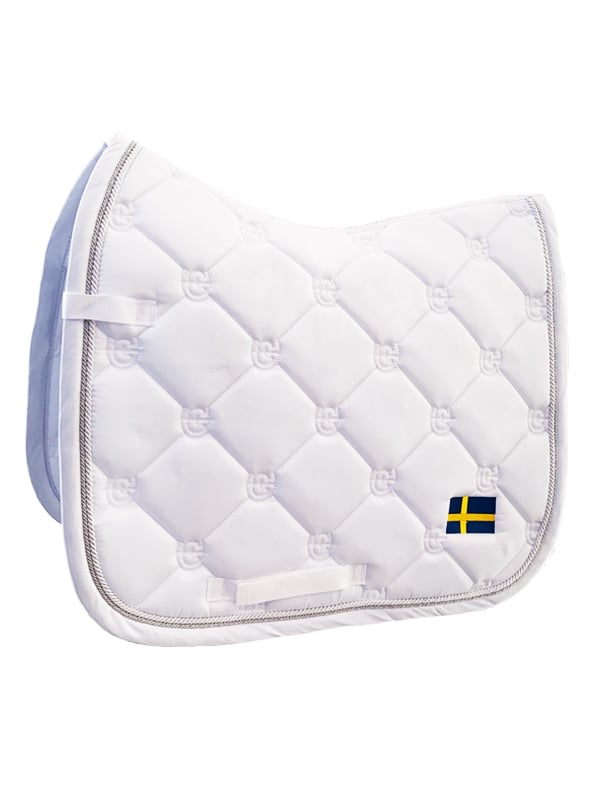 Dressage Saddle Pad Sweden Nation White Cob vue 1