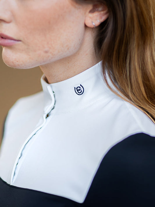 Refined Competition Top Navy White Short Sleeve