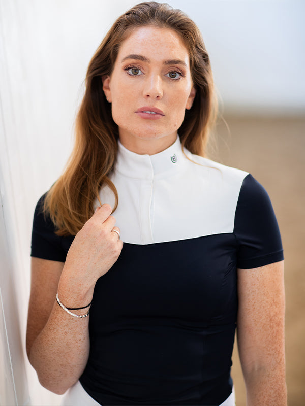 Refined Competition Top Navy White Short Sleeve vue 2