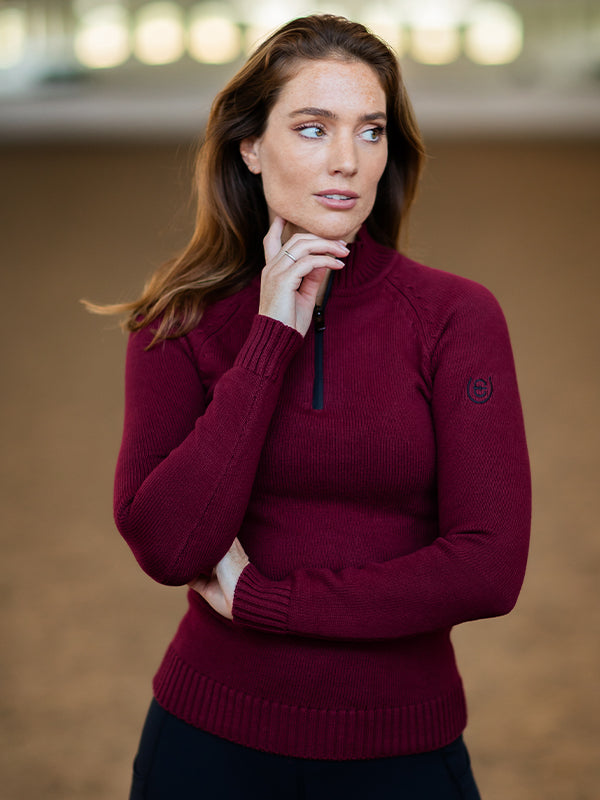 Knitted Half-Zip Top Bordeaux vue 2