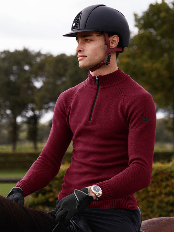 Knitted Half-Zip Top Men Bordeaux vue 2