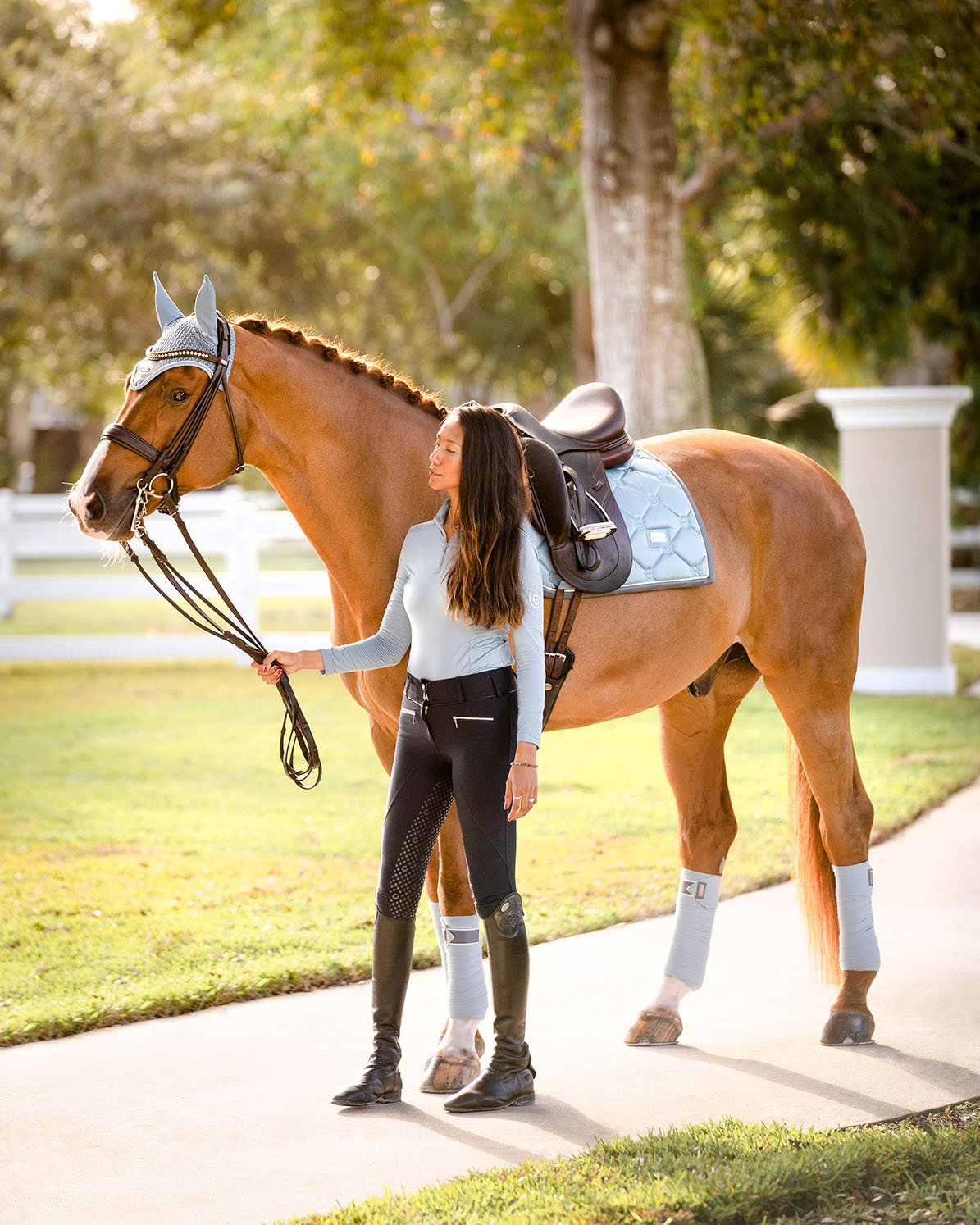 Dressage Saddle Pad Steel Blue Full vue 2