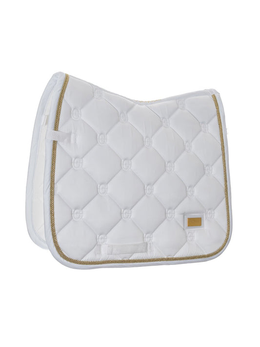 Dressage Saddle Pad White Perfection Gold Cob