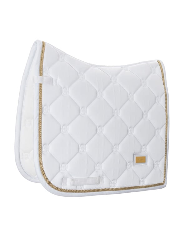 Dressage Saddle Pad White Perfection Gold Full vue 1