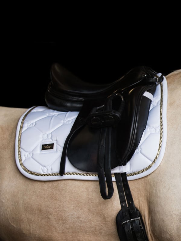 Dressage Saddle Pad White Perfection Gold Cob vue 2